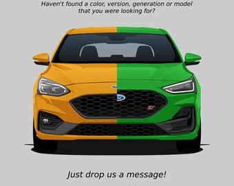 絵画 FOCUS 5 Ford Focus ST Mk4.5 Art Car Illustration Printed on Matte