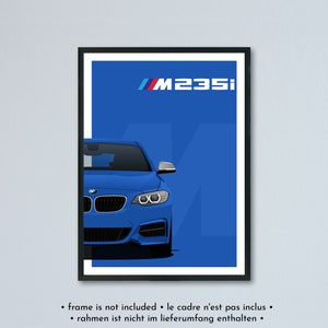 Illustrazione BMW M235i / M240i F22 e F23 + LCI stampata su carta bianca opaca - tutti i colori esterni con personalizzazione | Serie 2 coupé 2er