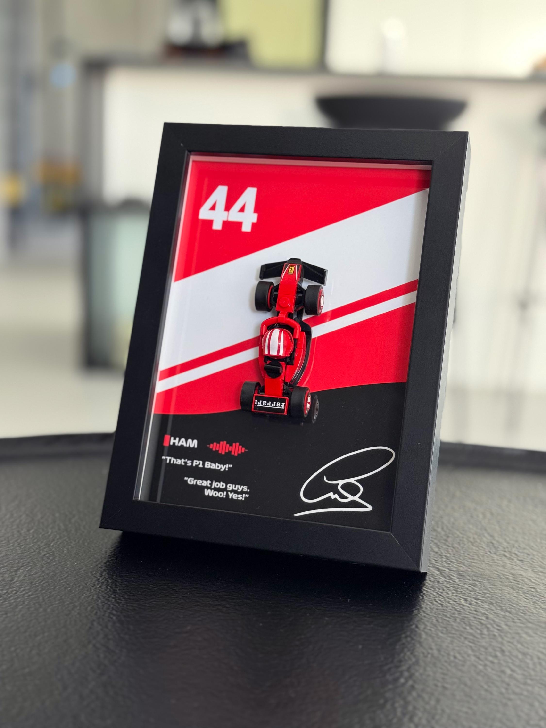 Lewis Hamilton 3D Frame with LEGO® Ferrari F1® Team Race Car | F1 Formula One SF-24 SF-25 LH44
