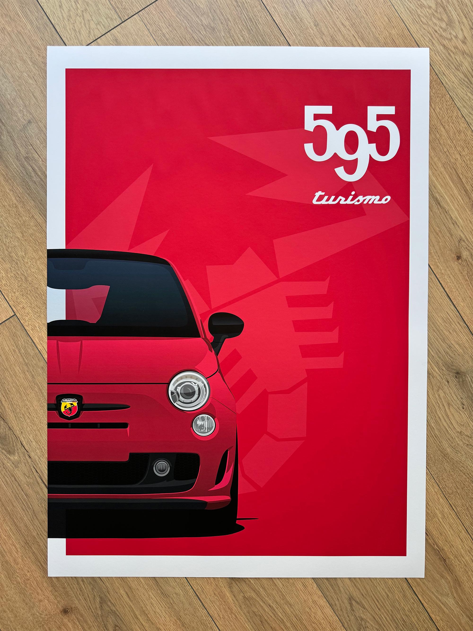 アバルト500 - 595 - 695（全バージョン）のイラストをマットホワイト