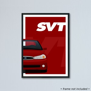 Illustrazione artistica dell'auto Ford SVT Contour stampata su carta bianca opaca: tutti e 4 i colori esterni reali