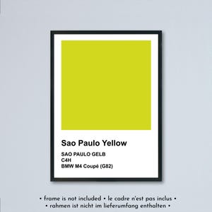 Colori della BMW M4 Coupé G82 ispirati all'illustrazione Pantone stampata su carta bianca opaca - tutte le vernici esterne disponibili | regalo per fan della BMW