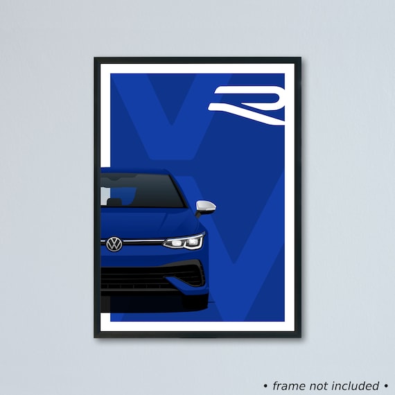 Volkswagen Golf 8 R Hatchback & Variant Illustration Printed on