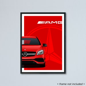 Illustrazione Mercedes-AMG A 45 Facelift W176 stampata su carta bianca opaca - tutti i colori esterni reali con personalizzazione | Benz Classe A