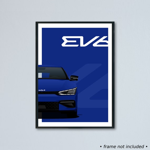 Kia EV6 GT & GT Line Art Car Illustration Printed on Matte White