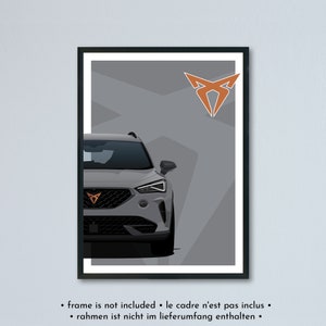 Illustrazione Cupra Formentor + VZ e VZ5 stampata su carta bianca opaca - tutti i colori esterni con personalizzazione | stampa di manifesti
