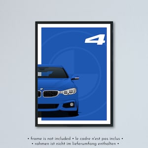 BMW Serie 4 M Sport F32 e F36 Gran Coupé + illustrazione LCI stampata su carta bianca opaca - tutti i colori esterni con personalizzazione