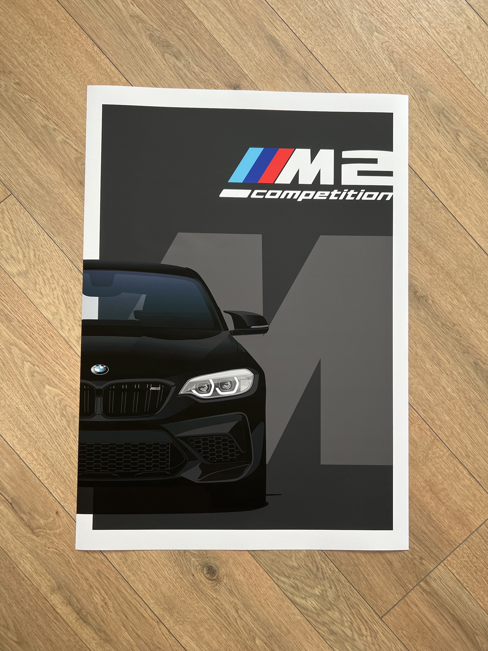 BMW M2 Competition & M2 CS F87 Illustration Printed on Matte White ...
