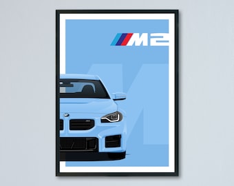 BMW M2 G87 illustration printed on matte white paper - all exterior colors with personalization | coupe poster print
