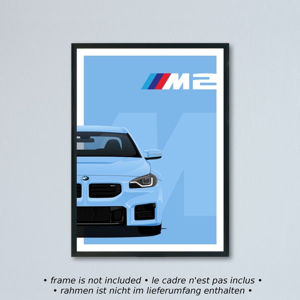 BMW M2 G87 illustration printed on matte white paper - all exterior colors with personalization | coupe poster print