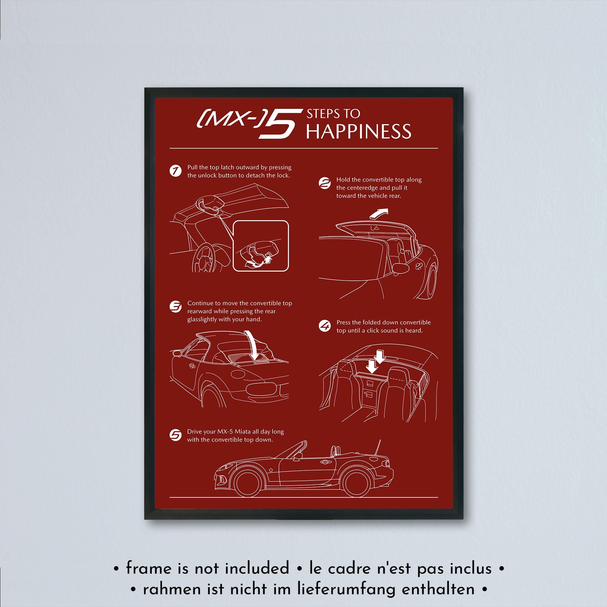 Mazda MX-5 Miata NC3 - 5 Steps to Happiness Illustration Printed