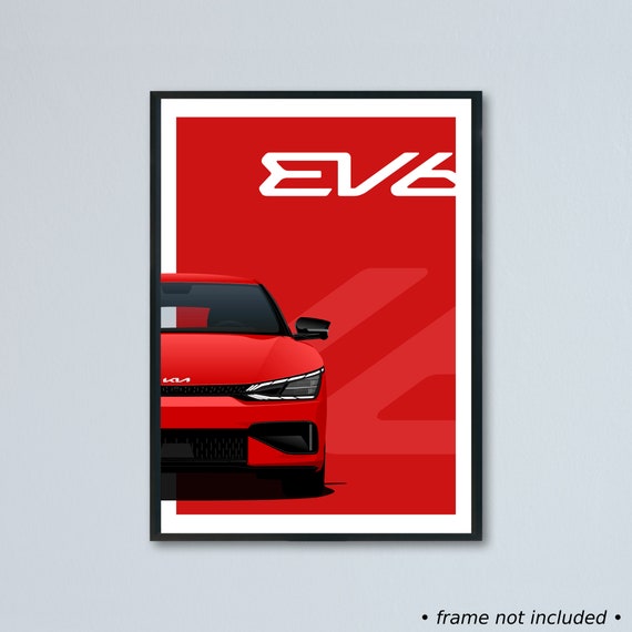 Kia EV6 GT & GT Line Art Car Illustration Printed on Matte White