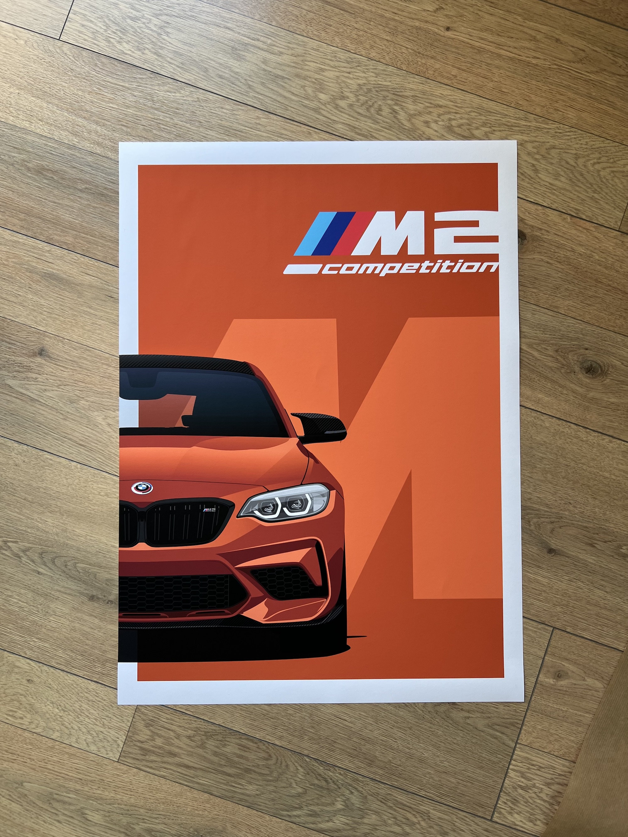 BMW M2 Competition & M2 CS F87 Illustration Printed on Matte White ...