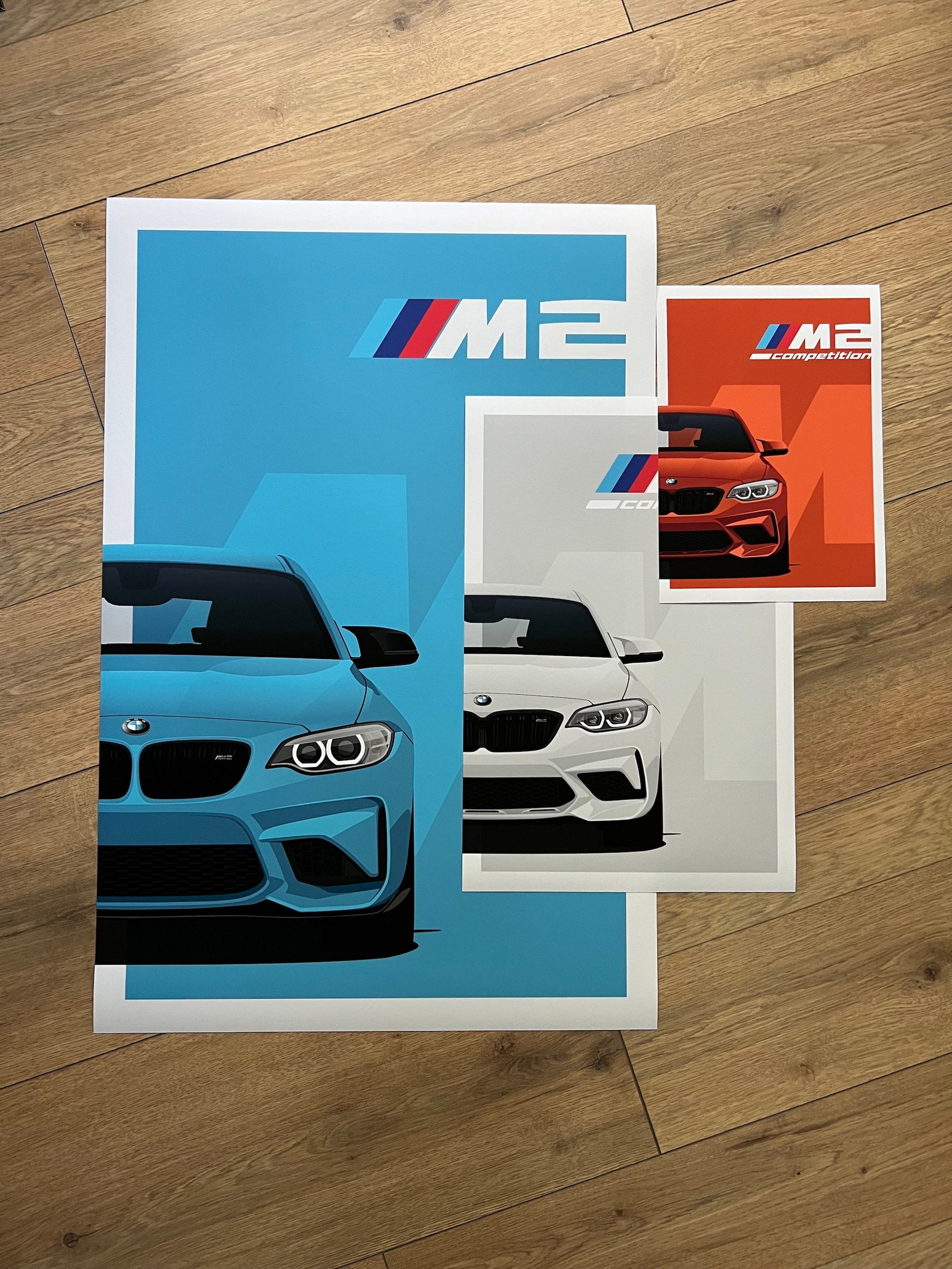 BMW M2 Competition & M2 CS F87 Illustration Printed on Matte White ...