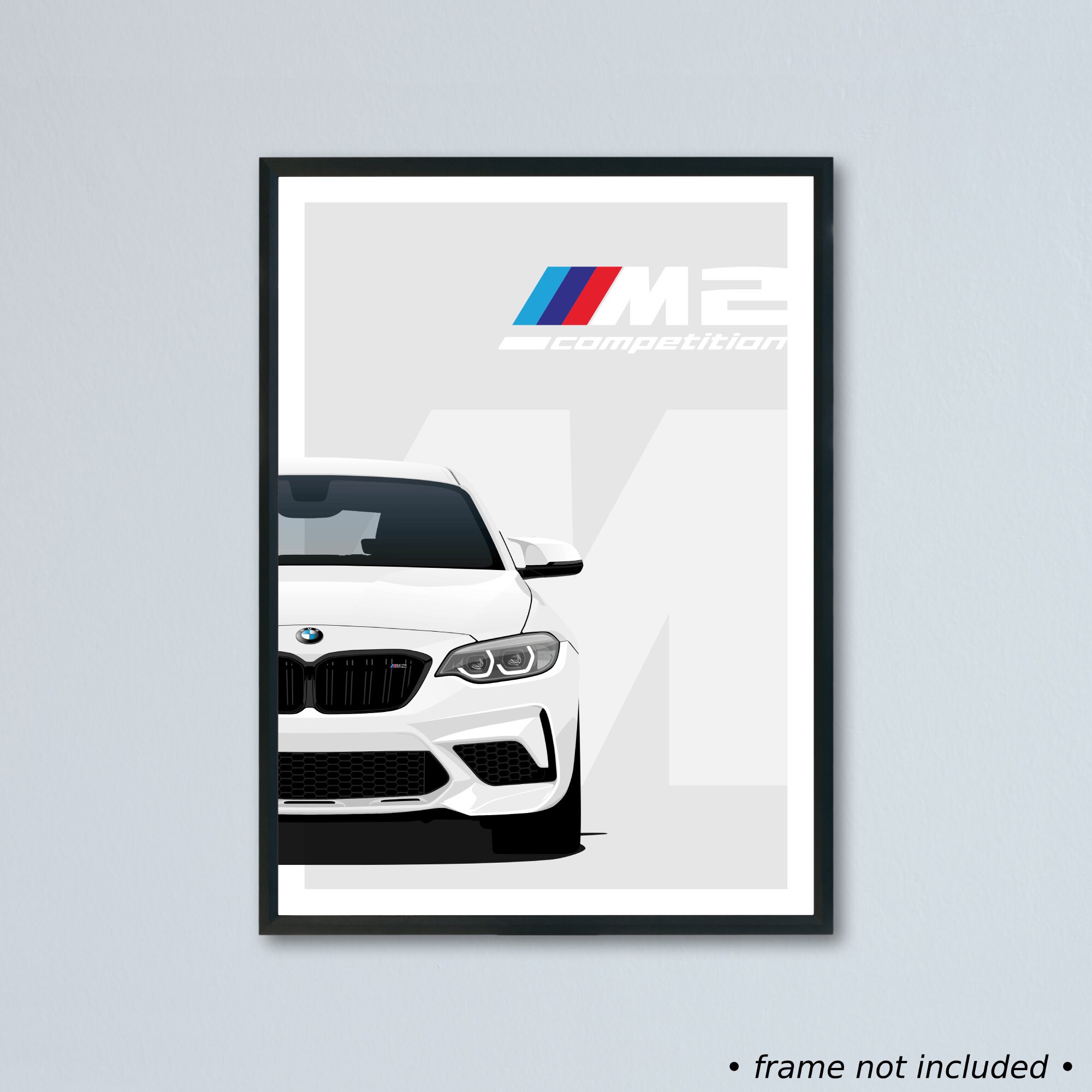 BMW M2 Competition & M2 CS F87 Illustration Printed on Matte White ...