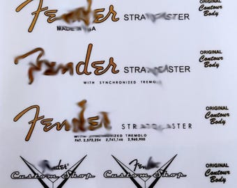 Nº6 Fend@r strat headstock logo (3x spagetti ) (Waterslide decal or Self Adhesive Sticker)