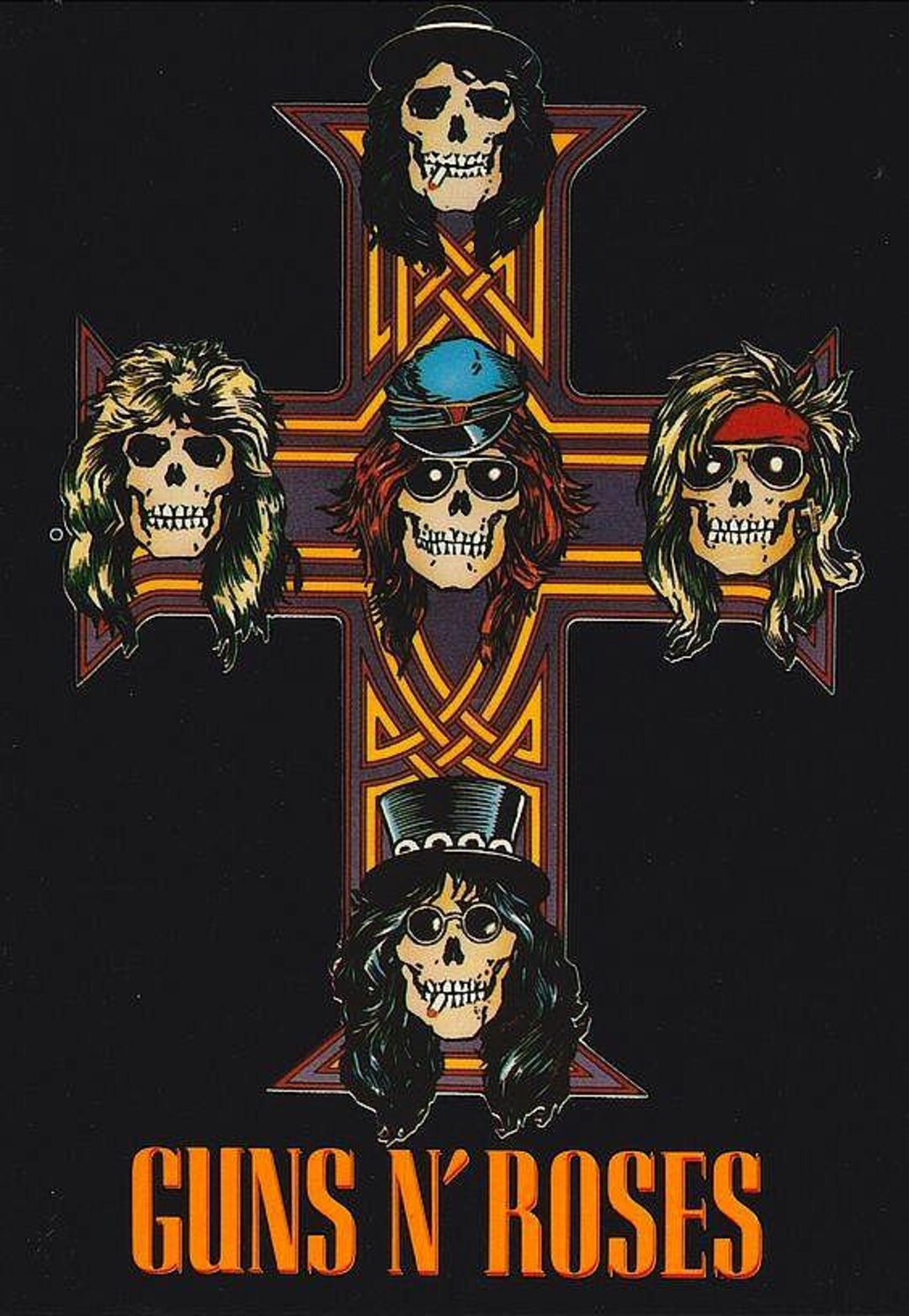 GUNS N ROSES Skulls & Cross Sticker Slash Axl Rose Duff Mckagan (self ...