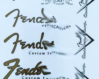46 - Fend@r Telec@ster 4x Headstock Logo (Waterslide decal or Self Adhesive Sticker)
