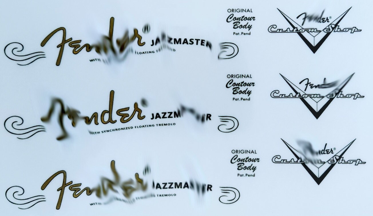 45 - Fend@r Jazzmast@r Headstock Logo (Waterslide decal or Self Adhesive Sticker)