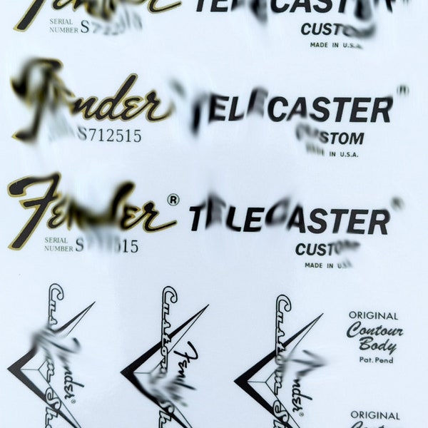 39- Fend@r Telecast@r Headstock Logo vinyl STICKER C/num