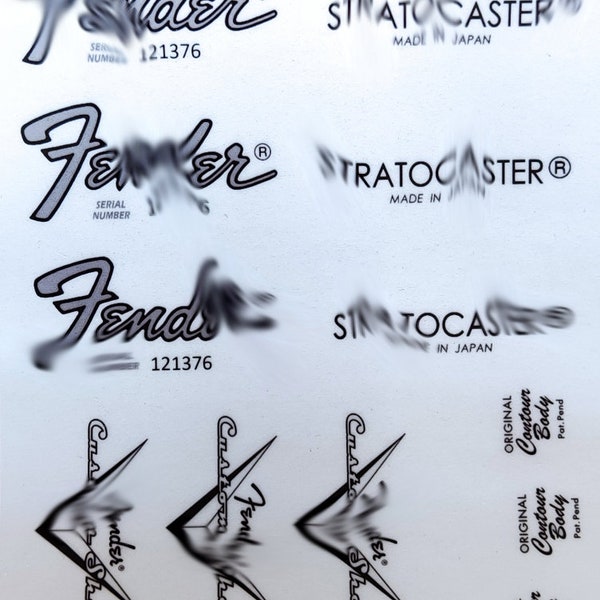 48 - Fend@r Stratoc@ster Headstock Logo vinyl STICKER Japan cnz