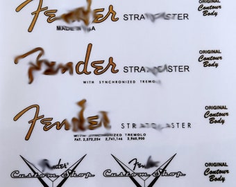 6 - Fend@r Stratoc@ster 3x spagetti  headstock STICKER YL