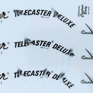 42 - Fend@r Telecast@r Headstock Logo (Waterslide decal or Self Adhesive Sticker) Delux