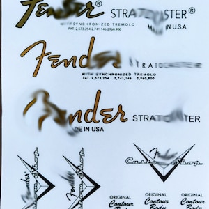 7 - Fend@r Stratoc@ster 3x headstock Logo (Waterslide decal or Self Adhesive Sticker)