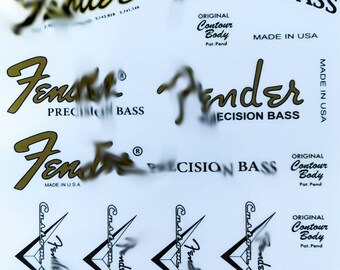 8 - Fend@r Precisi@n 4 x headstock Logo (Waterslide decal or Self Adhesive Sticker)