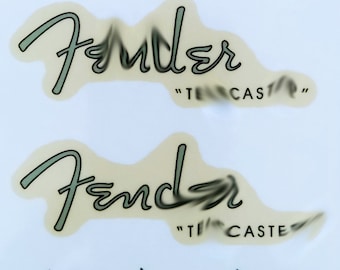 43 - Fend@r Telecast@r 3x Headstock Logo (Waterslide decal or Self Adhesive Sticker)