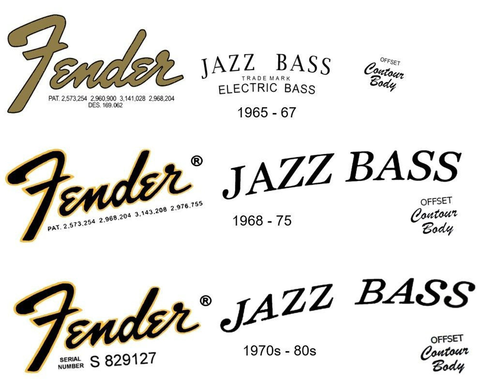 14 Fender Jazz bass Multi Headstock Logo STICKER Etsy
