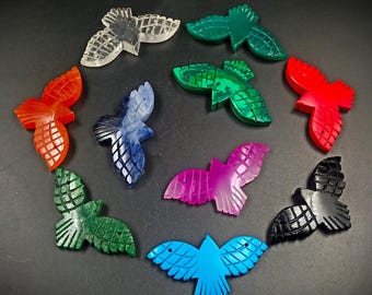 Carving Crystal Eagle Bird, Natural Gemstone Eagle, Multi Gemstone, Carved Bird Charm, Strength Pendant, Jewelry Making Bead, Healing Shop