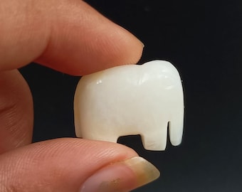 Weißer Achat handgeschnitzte Elefant Anhänger, natürliche Figur Edelstein, Hand schnitzende Kristall Tier Halskette, Glücksbringer, Frauen Schmuck.