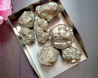 Raw Pyrite Crystal Cluster – Natural Fool’s Gold Stone | A-Grade Rough Pyrite | Protection & Abundance Crystal | Healing Stone, 15- 20 mm