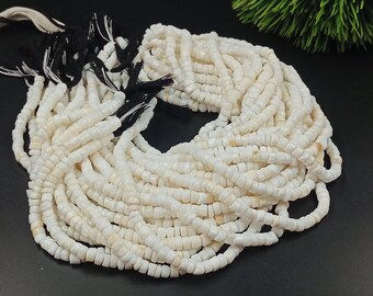 White Opal Heishi Disc Beads, Loose Tyre Shape, Natural Smooth Gemstone Beads, White Opal Washer Necklace, Women Jewelry Making, 4-6 MM
