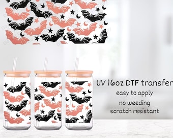 Rosa Fledermäuse || UV DTF || 16 Unzen Cup Wrap