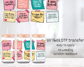 tägliche Affirmationen || UV DTF 16 Unzen Cup Wrap || Positivität