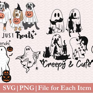 Dog Ghost || Cat Ghost || Boho || Cute Ghost || SVG || PNG || Bundle