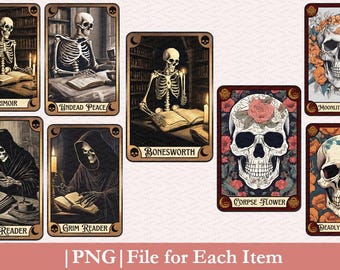 Skelett || Sensenmann || Tarot Karte || Bündel || PNG-Dateien