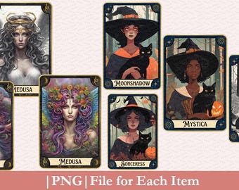 Medusa || Hexe || Tarot Karte || PNG Dateien || Bündel
