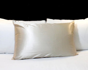 22 Momme Mulberry Silk Pillowcase: Beige with Hidden Zipper