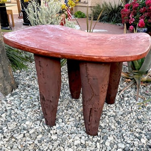 28&quot; Senufo Stool X-Large Hand-carved Wooden Side Stool| Wood Stool| African Senufo Tribal Art| End Table Stool| Side Stool| African Bench-A