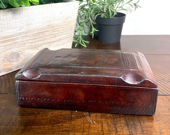 Brown Tuareg Handicraft Leather Jewelry Box | Made in Mali| Ethnic Tuareg Home Decor| Housewarming Gifts | Wedding Gifts Bridal Gifts|