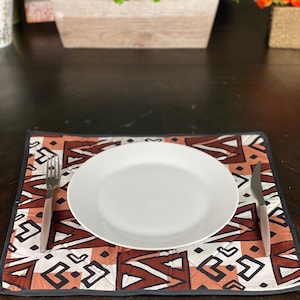 Mudcloth Ankara Placemat Set: Padded African Table Decor