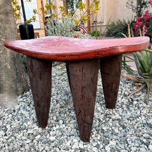 29&quot; Senufo Stool X-Large Hand-carved Wooden Side Stool| Wood Stool| African Senufo Tribal Art| End Table Stool| Side Stool| African Bench-C