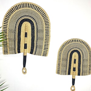 Bolga African Hand Women Decorative Fan, Boho Fan Decor, Decorative Fan, African Wall Decor, Handwoven African Fan – Natural