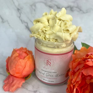 Whipped Body Butter / Organic Body Butter / Shea Cocoa Butter Fragrance Free Body Butter/ Natural Skincare/ Baby and Adult Body Butter/
