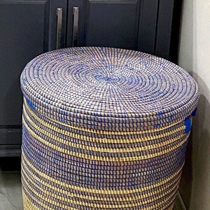 Wassa Jumbo Purple Senegal Storage Basket - Handmade Senegalese Unique Decorative Elegant and Useful Basket for Storage for Towels, Toys