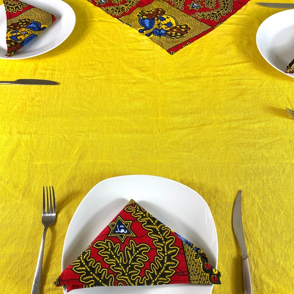 Nappe en cire d’Ankara fabriquée à la main| Décoration de salle à manger colorée et unique | Couverture de table en tissu africain| Nappe de Thanksgiving| Décoration de salle à manger|