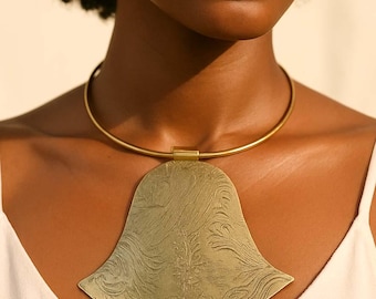 Brass Choker Statement Handcrafted Bronze Necklace – Boho Chic Jewelry